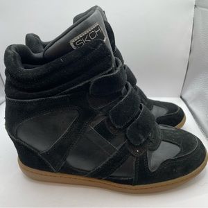Skechers SKCH+3 Black High Top Hidden Wedge Shoes Sneakers Women US 7.5 USED